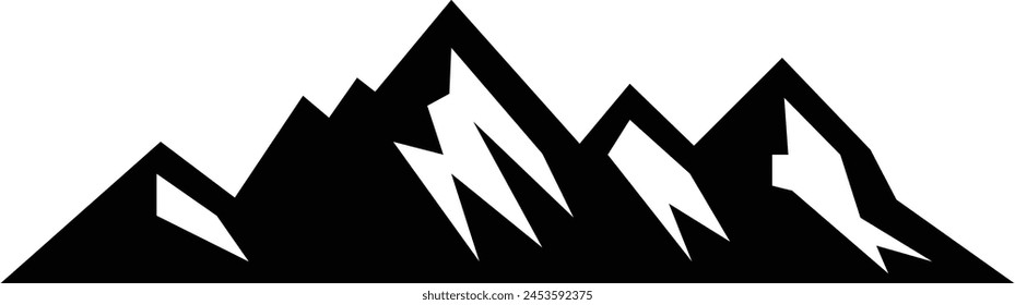 Mountain icon silhouette vector symbol of rock hills design element in a glyph pictogram illustration