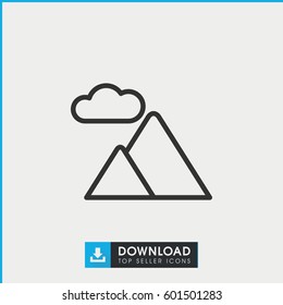 mountain icon. simple outline mountain vector icon. on white background.
