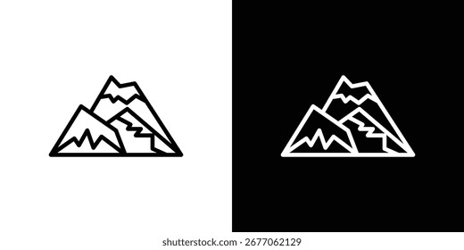 Bergsymbol. Einfache dünne Linie, Umrissvektoren