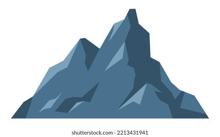 Mountain Icon. Snowy Mountain. Concept Of Nature, Hike, Winter, Etc. Flat Vector Cartoon Style