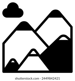 mountain icon solid line style, suitable for web and mobile app.