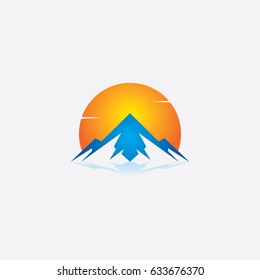 mountain icon sun logo 