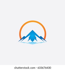 mountain icon sun logo 