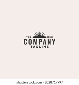 mountain icon with sun logo template design with vintage or badge style.