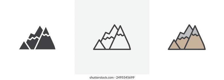 Mountain icon symbol collection on white background.