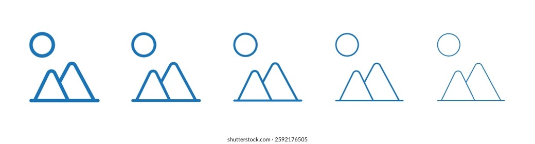 Mountain icon Symbol collection thin outline set
