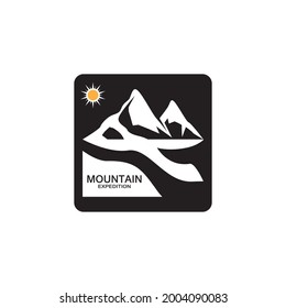 Icono de montaña y vector de plantilla de símbolo