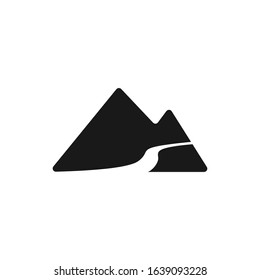 Mountain icon template. Mountain with road or river design vector illustration