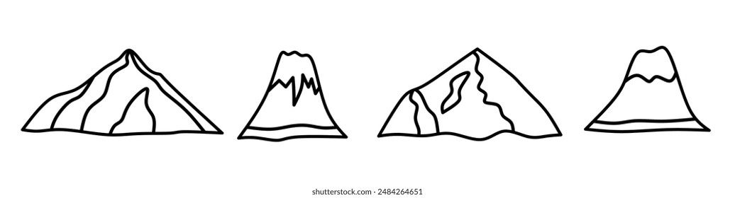 Mountain icon. Mountain thin line icon collection. Stock vector.