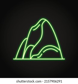 Mountain icon in thin line style. Rocks symbol. Vector illustration.