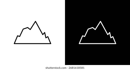 Mountain icon thin line symbol on white background. Editable stroke vector illustration