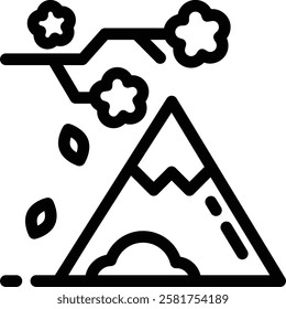 mountain icon. Thin Linear Style Design Isolated On White Background