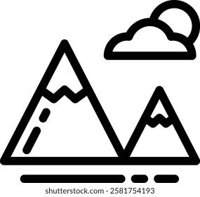 mountain icon. Thin Linear Style Design Isolated On White Background