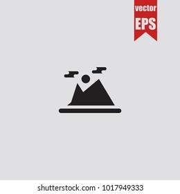 Mountain icon in trendy isolated on grey background.Vector illustration.