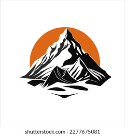 mountain icon vector design on white background. Silhouette mountain logo. Flat vector illustration.