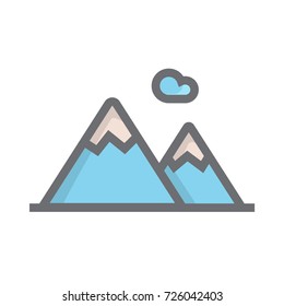 Mountain icon vector. Mountain filled outline style design