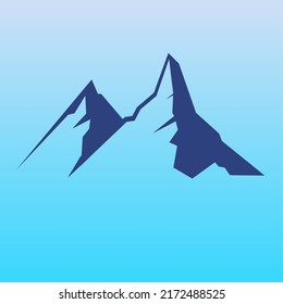 Mountain icon vector graphic,minimal design with gradient colors background. Use for logo,tagline and artwork design project.