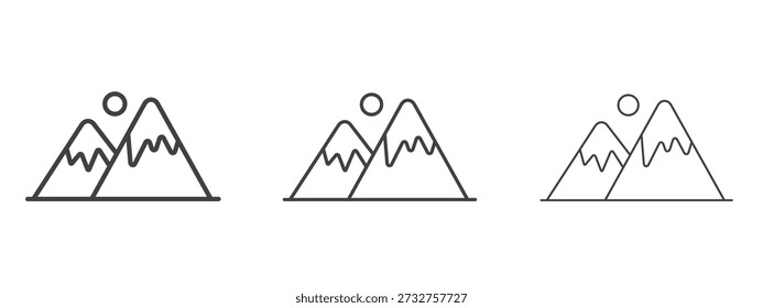 Bergsymbol, Vektorgrafiken. Schwarze, dünne Linien