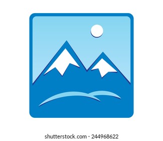 Mountain icon, vector illustration.