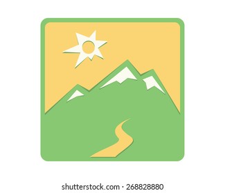 Mountain icon, vector illustration.