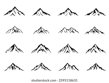 Mountain icon vector illustration black color for outdoor travel and hiking graphic design concept.