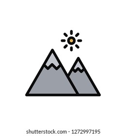 Mountain Icon Vector Illustration in Filled Style for Any Purpose