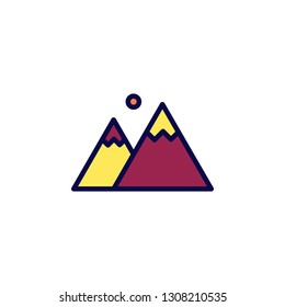 Mountain Icon Vector Illustration in Filled Style for Any Purpose