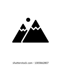 Mountain Icon Vector Illustration in Glyph Style for Any Purpose