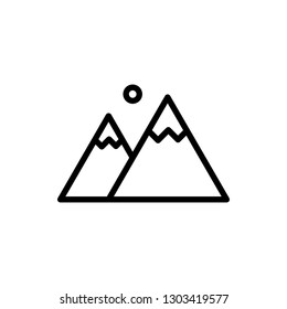 Mountain Icon Vector Illustration in Line Style for Any Purpose