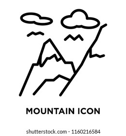 Mountain icon vector isolated on white background, Mountain transparent sign , linear symbol and stroke design elements in outline style