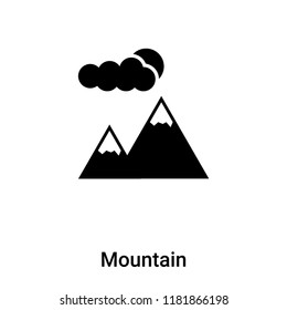 Mountain icon vector isolated on white background, logo concept of Mountain sign on transparent background, filled black symbol