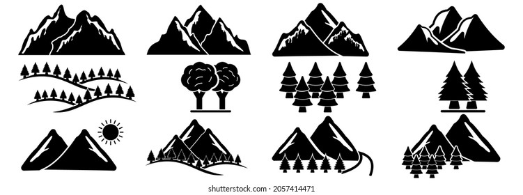 mountain icon, mountain vector, mountain logo sign symbol of nature landscape illustrations