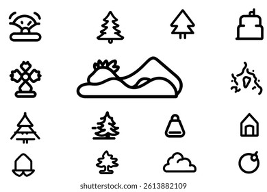 Mountain icon vector set. Mountain illustration sign collection. Mountain symbol or logo.