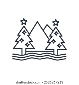 Mountain icon. vector.Editable stroke.linear style sign for use web design,logo.Symbol illustration.
