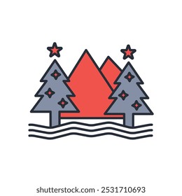 Mountain icon. vector.Editable stroke.linear style sign for use web design,logo.Symbol illustration.