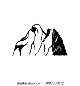 Mountain icon vintage isolated on white background