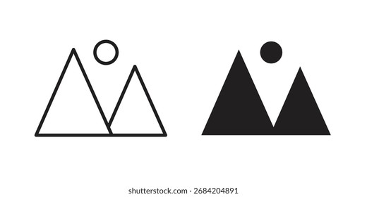 Bergsymbol für Webdesigns. Symbolsatz für Konturen und Cliparts