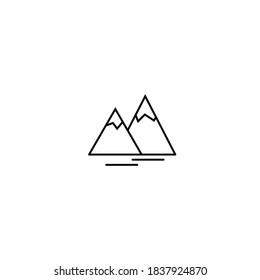 Mountain icon. Winter icon. Simple, flat, outline, black.