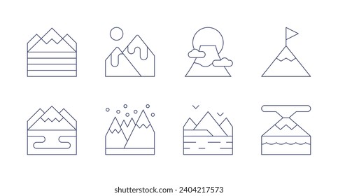 Mountain icons. Editable stroke. Containing mountain, fuji mountain, mountains, objective.