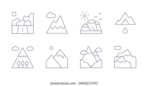 Mountain icons. Editable stroke. Containing mountain, mountains, aconcagua.