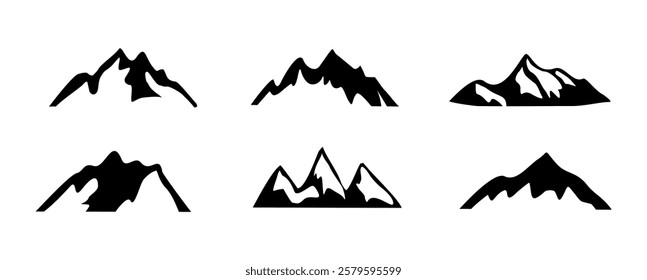 Mountain icons illustration vector. hill symbol on black white color.