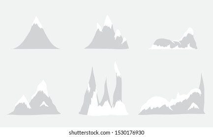 Mountain icons or logotypes. Vector illustration of mountains landscape isolated on white background.