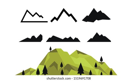 Mountain icons, Mountains icon set  - Vector isolated on white background