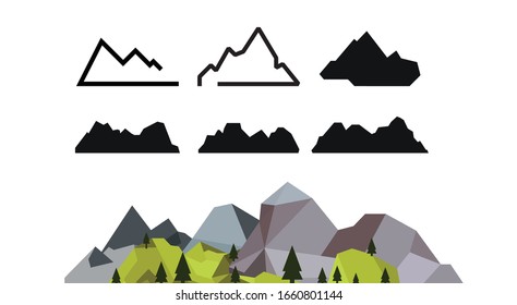 Mountain icons, Mountains icon set  - Vector isolated on white background