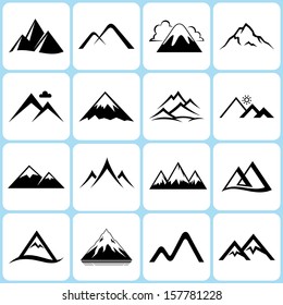 mountain icons set