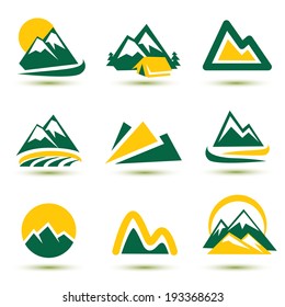 mountain icons set