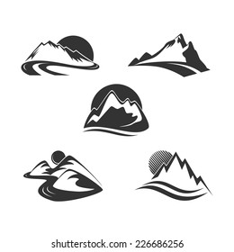 Mountain icons set