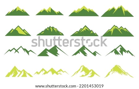 Mountain Icons Set. Flat Cartoon Mountain. Mountain Logo. Vector Illustration