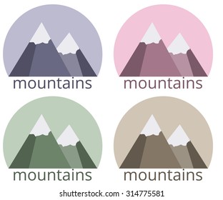 Mountain icons set. Flat style. 