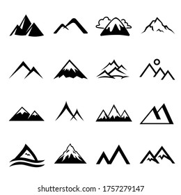 Mountain icons set. Isolated on white background.